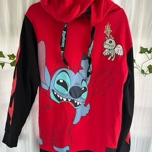Loungefly Red Black Stitch Devil Graphic Hoodie Sweater